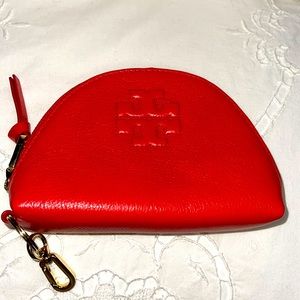 Tory Burch zip pouch with keychain clip.